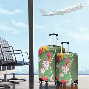 Afro Tropical Flowers Luggage Cover Green Version