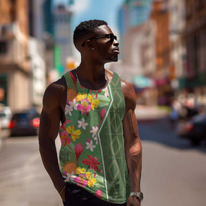 Afro Tropical Flowers Men Tank Top Green Version