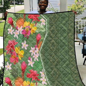 Afro Tropical Flowers Quilt Green Version