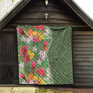 Afro Tropical Flowers Quilt Green Version