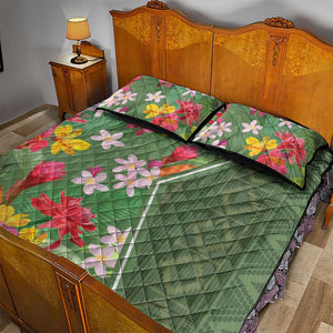 Afro Tropical Flowers Quilt Bed Set Green Version