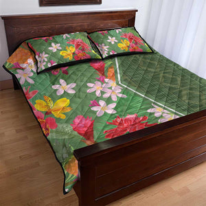 Afro Tropical Flowers Quilt Bed Set Green Version