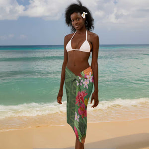 Afro Tropical Flowers Sarong Green Version