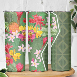 Afro Tropical Flowers Skinny Tumbler Green Version