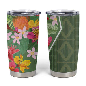 Afro Tropical Flowers Tumbler Cup Green Version