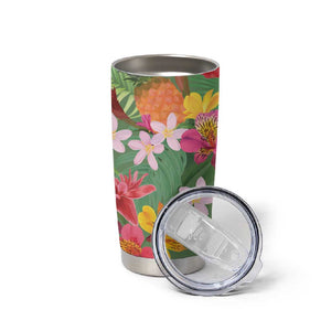 Afro Tropical Flowers Tumbler Cup Green Version