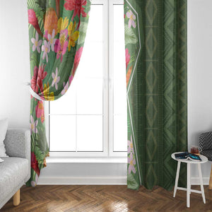 Afro Tropical Flowers Window Curtain Green Version