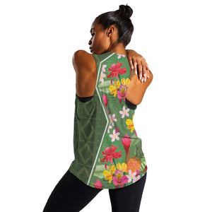 Afro Tropical Flowers Women Racerback Tank Green Version