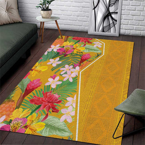 Afro Tropical Flowers Area Rug Yellow Version