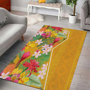 Afro Tropical Flowers Area Rug Yellow Version