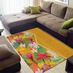 Afro Tropical Flowers Area Rug Yellow Version