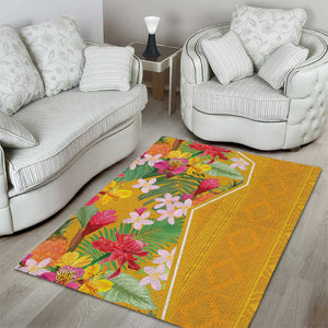 Afro Tropical Flowers Area Rug Yellow Version