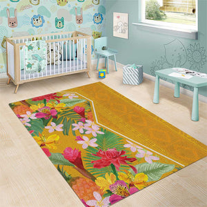 Afro Tropical Flowers Area Rug Yellow Version