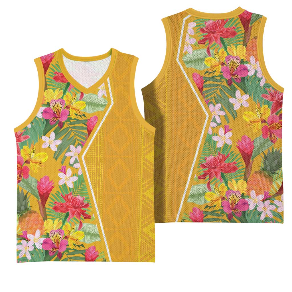 Afro Tropical Flowers Basketball Jersey Yellow Version LT18