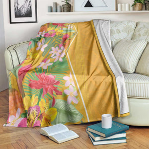 Afro Tropical Flowers Blanket Yellow Version