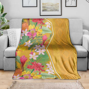 Afro Tropical Flowers Blanket Yellow Version