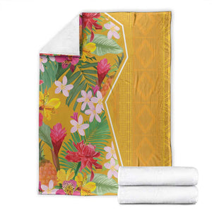 Afro Tropical Flowers Blanket Yellow Version