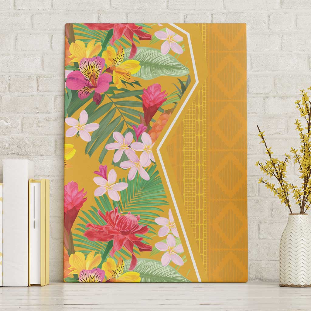 Afro Tropical Flowers Canvas Wall Art Yellow Version