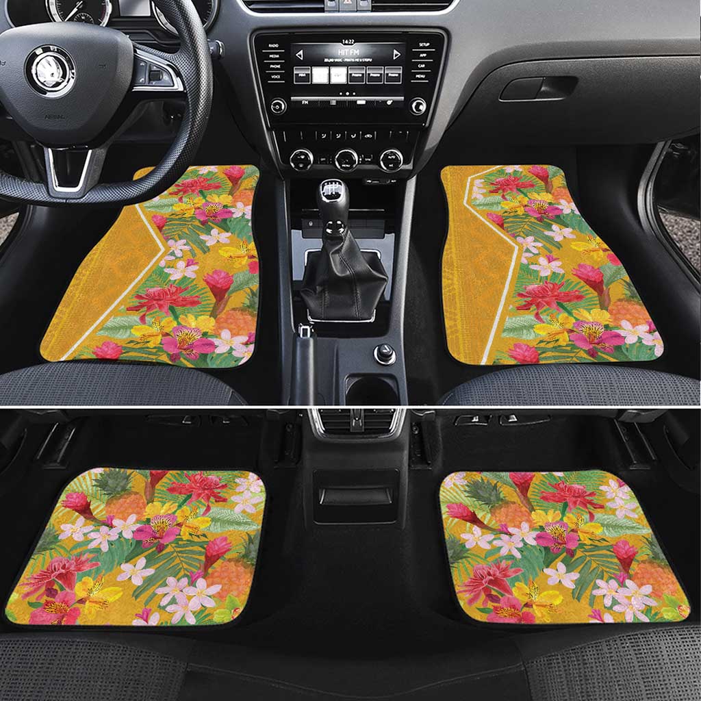 Afro Tropical Flowers Car Mats Yellow Version