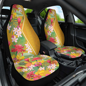 Afro Tropical Flowers Car Seat Cover Yellow Version