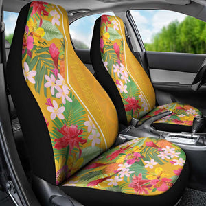 Afro Tropical Flowers Car Seat Cover Yellow Version