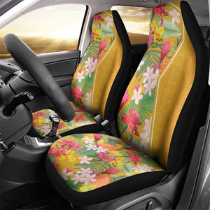 Afro Tropical Flowers Car Seat Cover Yellow Version