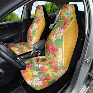 Afro Tropical Flowers Car Seat Cover Yellow Version