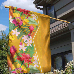 Afro Tropical Flowers Garden Flag Yellow Version