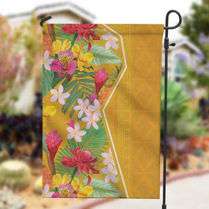 Afro Tropical Flowers Garden Flag Yellow Version