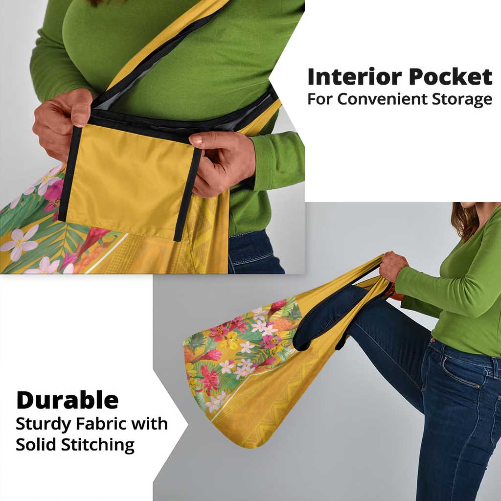 Afro Tropical Flowers Grocery Bag Yellow Version