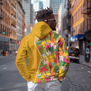 Afro Tropical Flowers Hoodie Yellow Version