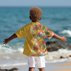 Afro Tropical Flowers Kid Hawaiian Shirt Yellow Version