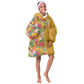 Afro Tropical Flowers KId Wearable Blanket Hoodie Yellow Version