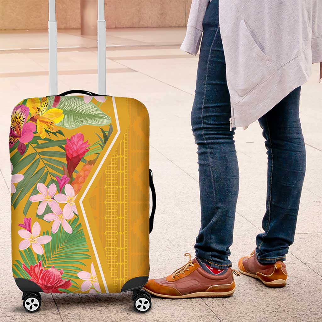 Afro Tropical Flowers Luggage Cover Yellow Version