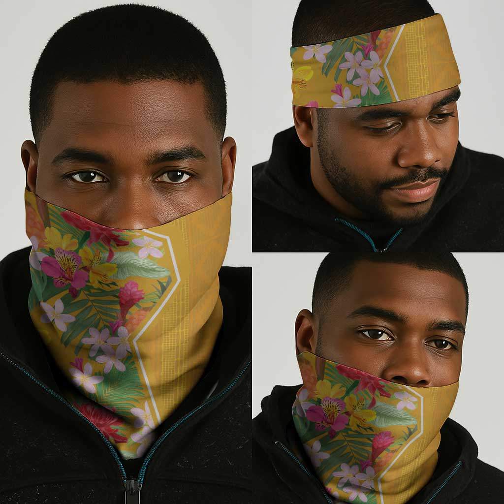 Afro Tropical Flowers Neck Gaiter Yellow Version LT18