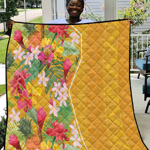 Afro Tropical Flowers Quilt Yellow Version