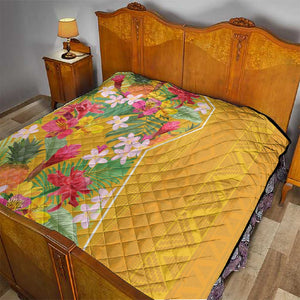 Afro Tropical Flowers Quilt Yellow Version