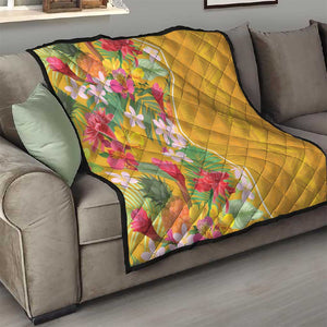 Afro Tropical Flowers Quilt Yellow Version