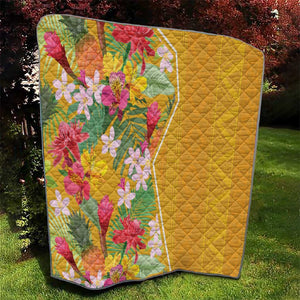 Afro Tropical Flowers Quilt Yellow Version