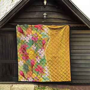 Afro Tropical Flowers Quilt Yellow Version