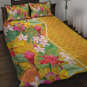 Afro Tropical Flowers Quilt Bed Set Yellow Version