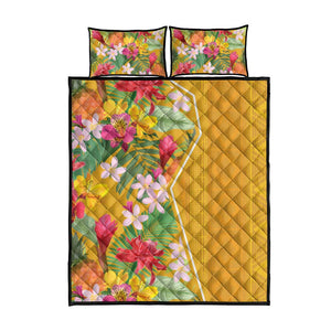 Afro Tropical Flowers Quilt Bed Set Yellow Version