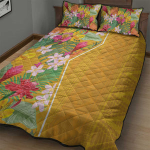 Afro Tropical Flowers Quilt Bed Set Yellow Version