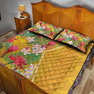 Afro Tropical Flowers Quilt Bed Set Yellow Version