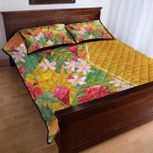 Afro Tropical Flowers Quilt Bed Set Yellow Version