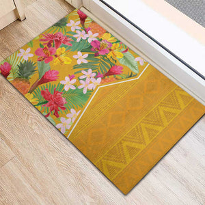 Afro Tropical Flowers Rubber Doormat Yellow Version