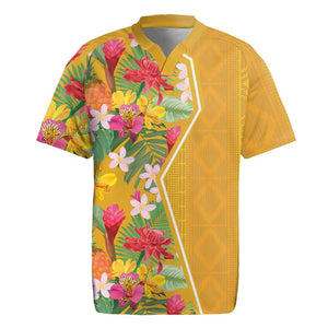 Afro Tropical Flowers Rugby Jersey Yellow Version