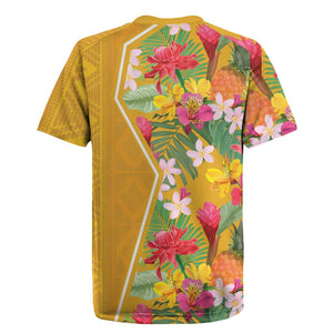 Afro Tropical Flowers Rugby Jersey Yellow Version