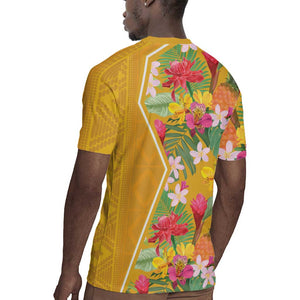 Afro Tropical Flowers Rugby Jersey Yellow Version