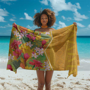 Afro Tropical Flowers Sarong Yellow Version